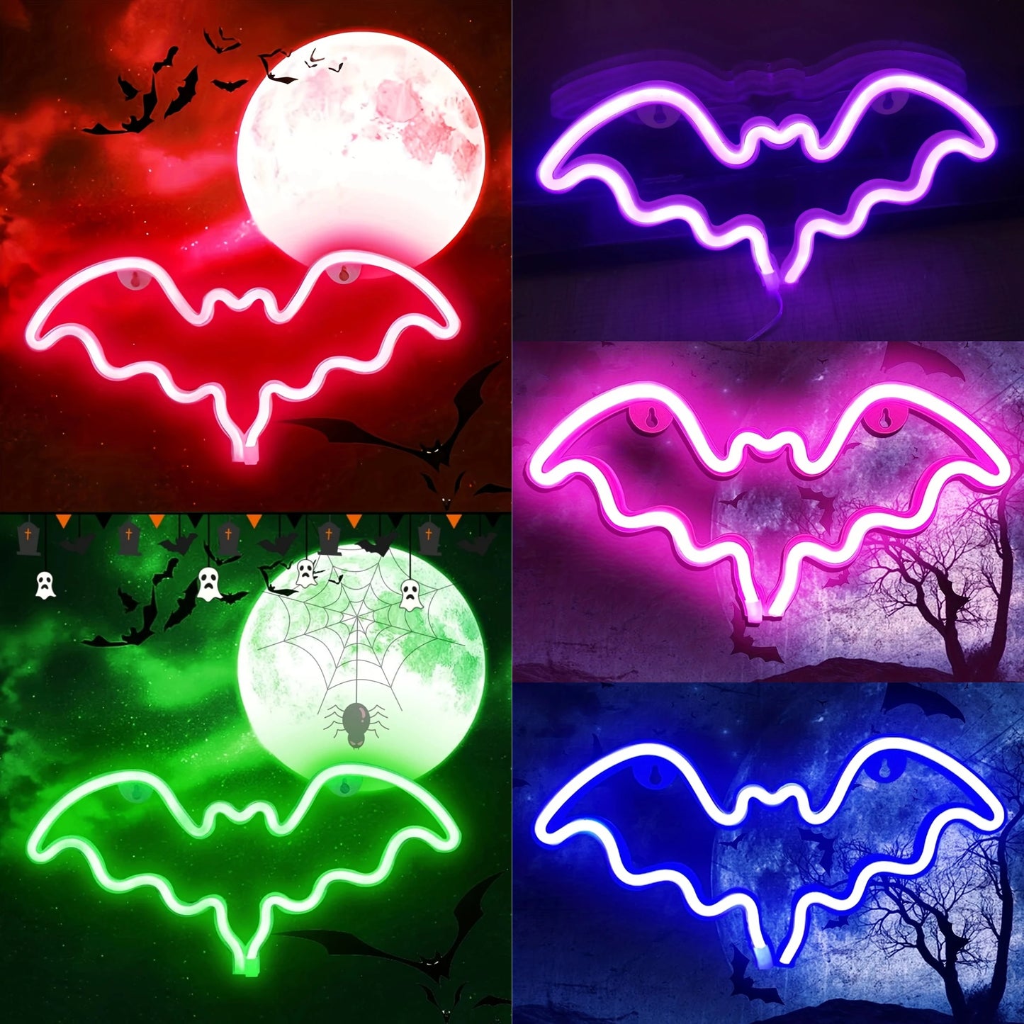 1 pz luce al neon pipistrello
