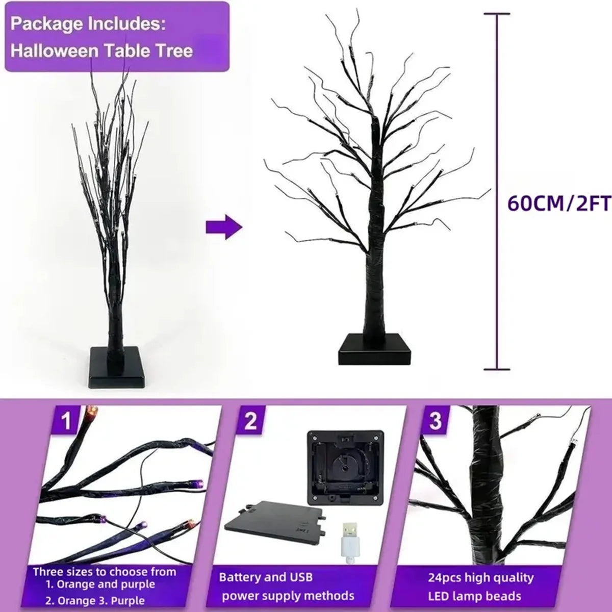 1pz albero illuminato