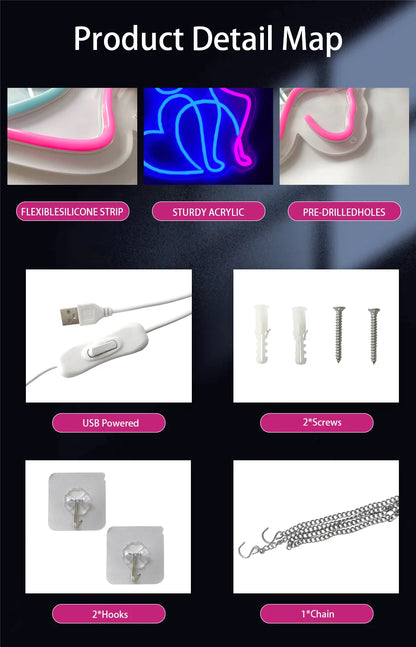 Insegna al neon bara/cuore