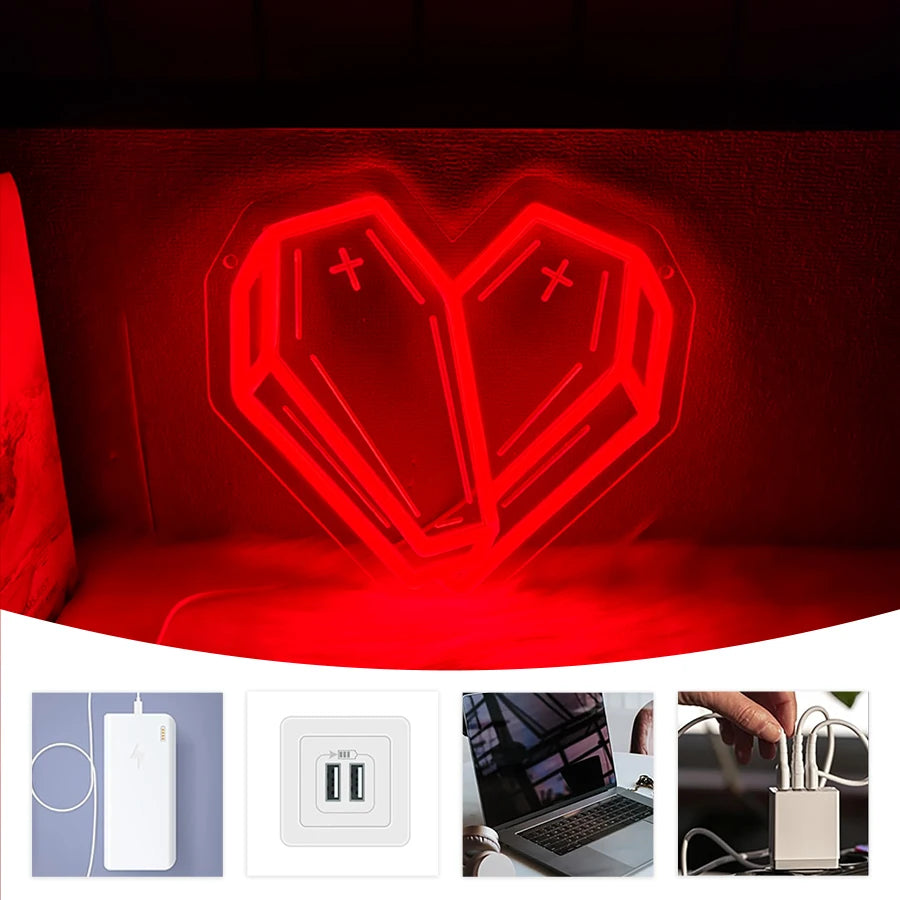 Insegna al neon bara/cuore