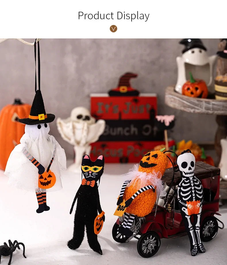 Decorazioni da appendere: zucca ,gatto nero, fantasma ,teschio